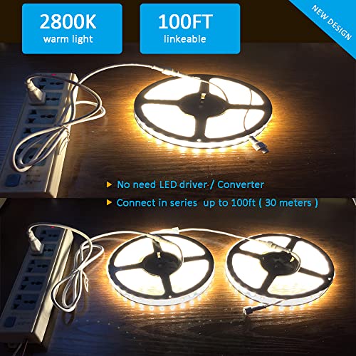 120V Waterproof Dimmable LED Rope Light 16.4ft for Under-Cabinet & Decor
