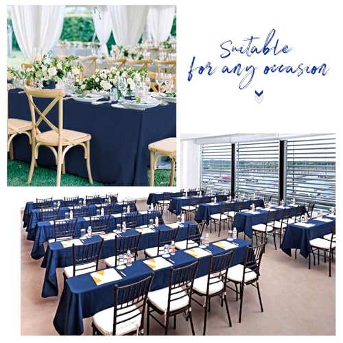 Navy Blue 10-Pack 60 x 126 in Polyester Tablecloths for 6 ft Tables, Wrinkle-Resistant