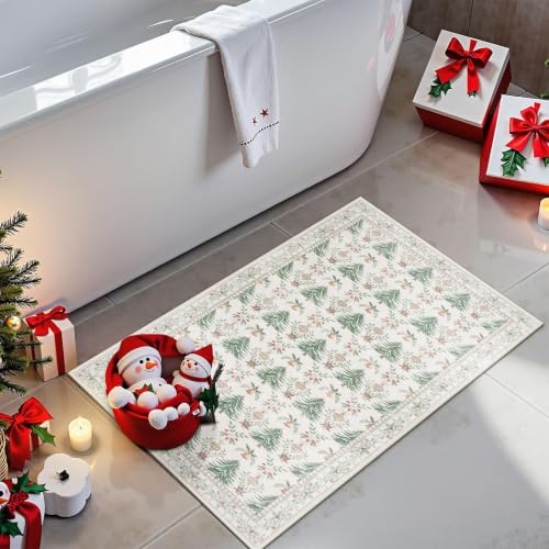 Lahome 2x3 Christmas Entryway Rug Beige Washable Non-Slip Holiday Decor