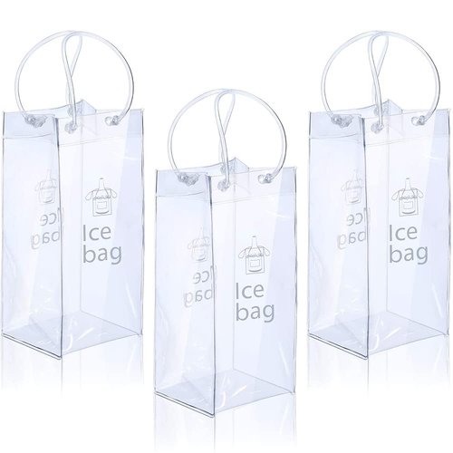 Ice Wine Bag Portable Collapsible Clear Wine Pouch Cooler with Handle for Party,Outdoor,Champagne,Cold Beer,White Wine,Chilled Beverages,Iced Drinks 3 Pack (3)