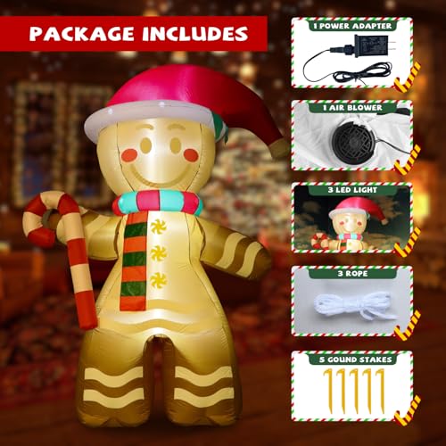Action Air 7.9 ft Inflatable Gingerbread Man Christmas Yard Decor with LED Lights