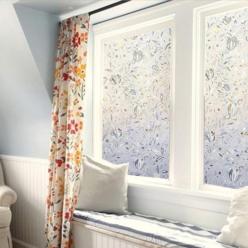 Privacy Window Film - Tulip Stained Glass Design, 17.5" x 78.7"