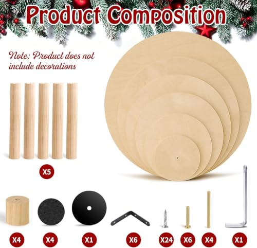 6-Tier Wooden Christmas Tree with Shelves - Holiday Village Display Stand