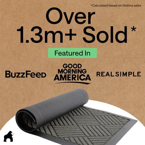 Gorilla Grip Waterproof All-Season Doormat 29x17 Gray Diamond