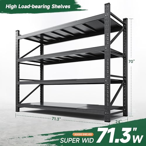Heavy Duty Metal Storage Shelves 4-Tier Garage Utility Rack 71.3-Inch