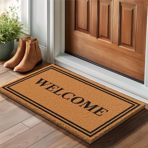 Natural Coco Coir Welcome Doormat - Non-Slip Heavy-Duty Door Mat (17 x 30 in)