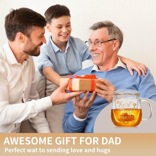 DOPUDO 17.6oz Glass Tea Cup with 'Best Dad Ever' Design – Perfect Father’s Day Gift