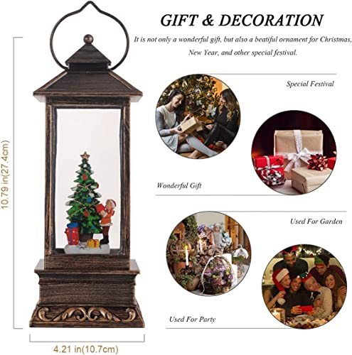 Musical Christmas Tree Snow Globe Lantern with LED Lights & Timer