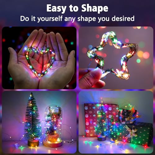 Echosari 4 Pack Multicolor Battery Operated Christmas Fairy Lights 16.4FT 50 LED