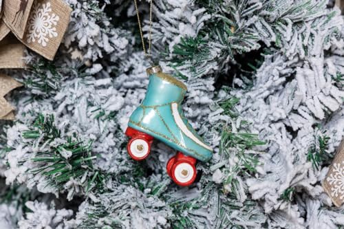 Set of 2 Glass Roller Skate Ornaments for Christmas Tree