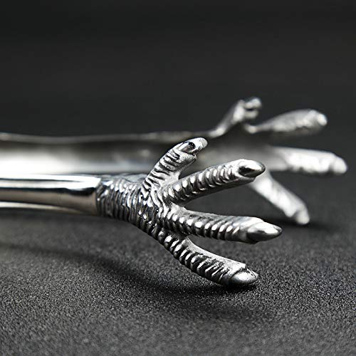 MASSJOY 1pcs Eagle Claw Shaped Ice Tongs for Bar & Ice Serving, 8 Inch Stainless Steel