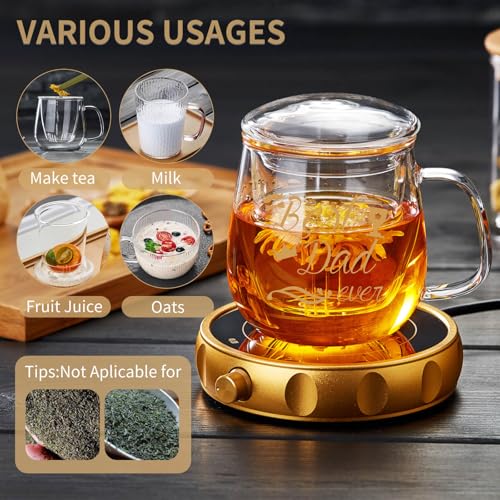 DOPUDO 17.6oz Glass Tea Cup with 'Best Dad Ever' Design – Perfect Father’s Day Gift