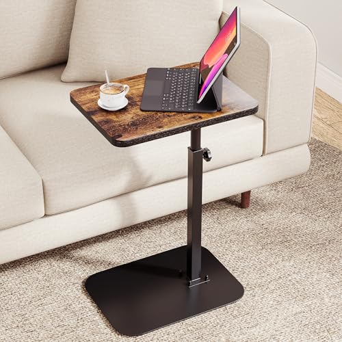 Adjustable Height C-Shaped Side Table, 360° Swivel Laptop Tray Table