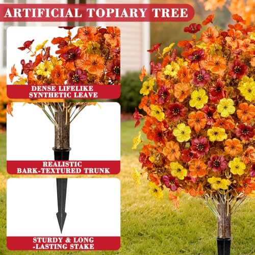 2PCS UV Resistant Fall Topiary Ball Flowers - 25" Outdoor Decor