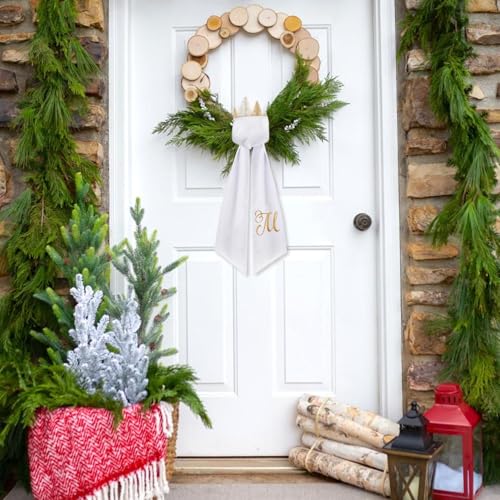 2-Pack Monogrammed Wreath Sash with Gold Letter M Embroidery