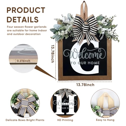 Personalized 16-Inch Initial Front Door Wreath with Eucalyptus Garland