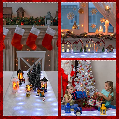Pre-Lit LED Christmas Snow Blanket (2 Pack) - 4.9ft x 16" Holiday Runner