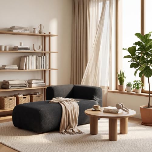 Modern Boucle Upholstered Left-Facing Chaise Lounge for Living Room