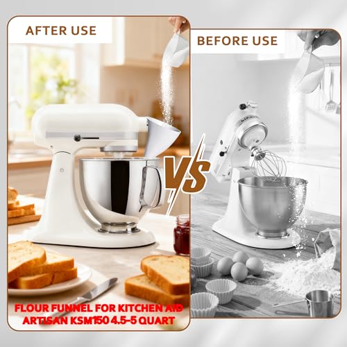 2 Pcs Flour Pouring Funnel for Tilt-Head Stand Mixer, Dishwasher Safe