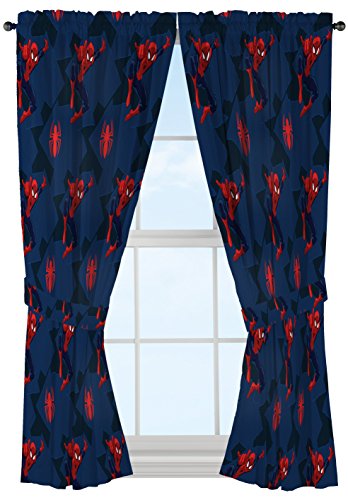 Spiderman Decorative Window Curtains 4-Piece Set with Tiebacks 63-Inch