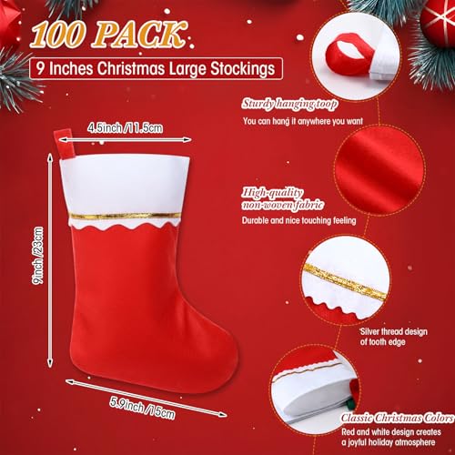Shinymoon 200 Pcs Felt Christmas Stockings & Glitter Pens Set, Red, 8.27 x 5.91 inches