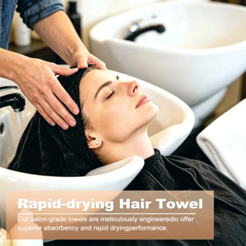 Puomue 6 Pack Black Microfiber Salon Towels - Soft, Absorbent, Fast Drying, 27x16 Inch