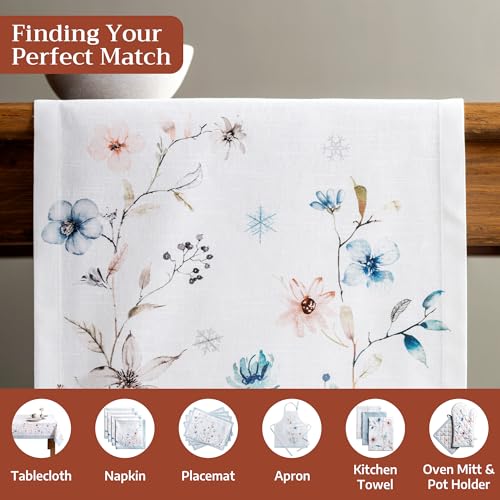 Maison d'Hermine Watercolor Floral Table Runner 14.5 x 36 Inches - Ice Florals Variation