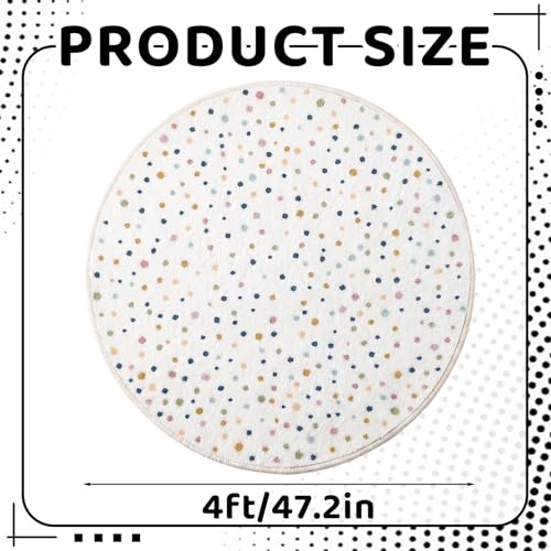 4 ft Round Boho Classroom Rug, Non-Slip Soft Reading Corner Carpet
