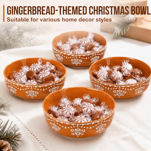 Gingerbread Bowl Christmas Ceramic Holiday Snack Bowls Set - LemonRoad 4 Pcs