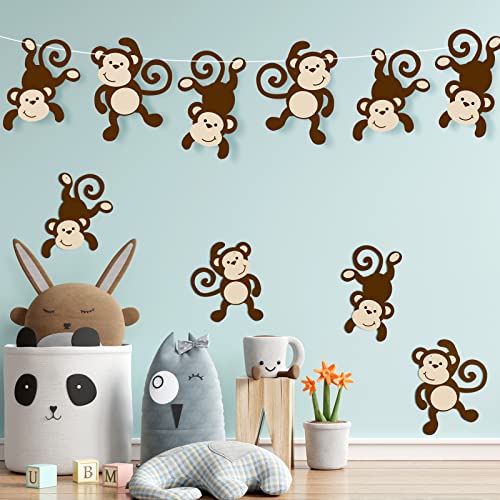 24 Pcs Monkey Hanging Cutouts for Jungle Safari Themed Birthday Parties