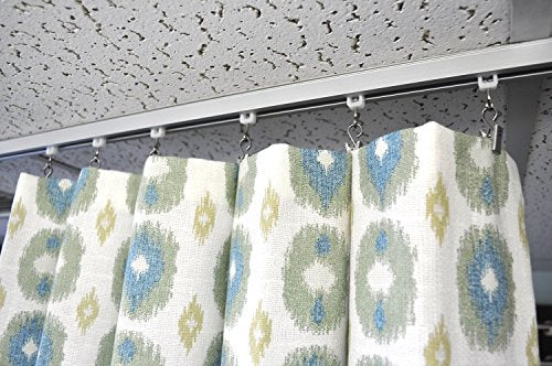 Heavy Duty Ceiling Mount Curtain Track Set with Wheeled Carriers - 4ft Silver