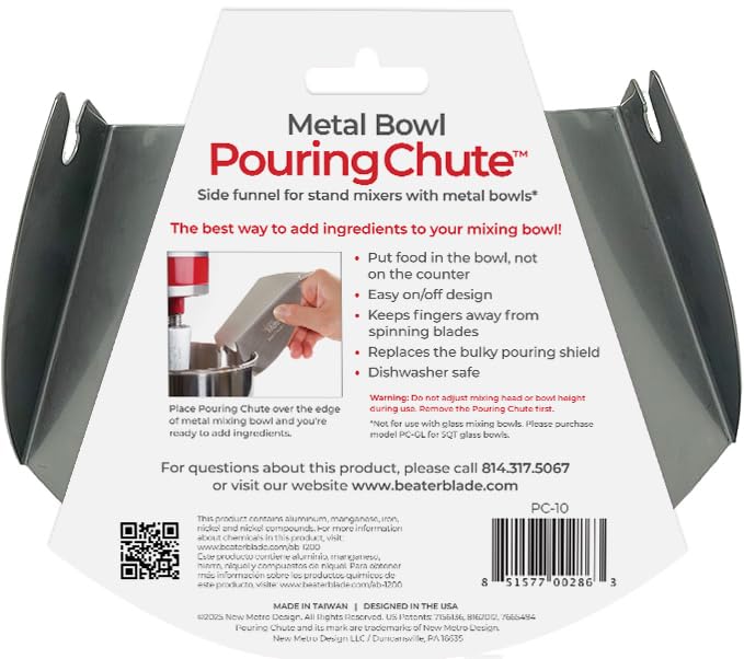 Stainless Steel Stand Mixer Pouring Chute for Metal Bowls