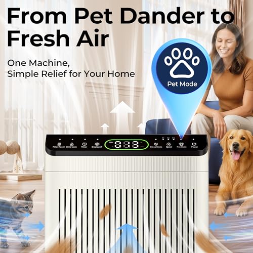 Large Room Air Purifier for Pets with HEPA Filter & Air Quality Monitor