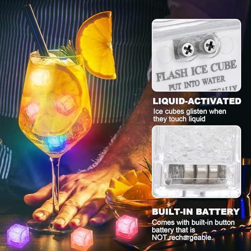Komokeru 40 Pcs Light Up LED Ice Cubes - Multi-Color Changing, Water-Activated