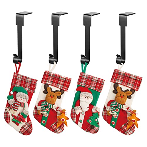 Non-Slip Christmas Stocking Holders for Mantel - Black Metal Hooks (6 Pack)