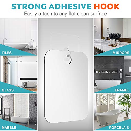 HONEYBULL Fogless Shower Mirror 6x8in No Drill Mount Anti-Fog Acrylic for Shaving