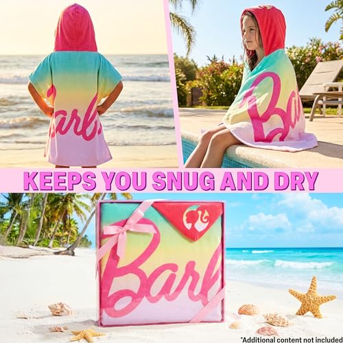 Get Trend Barbie Bath Towels with Hood for Girls, Soft Absorbent