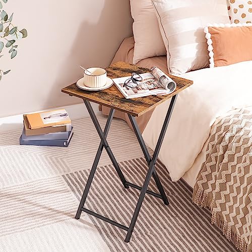 Folding TV Tray Table, Industrial Snack Side Table for Small Spaces