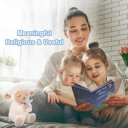 Baby Boy Baptism Gift Set with Praying Lamb Plush Toy and Prayer Book