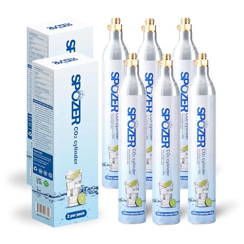60L Threaded CO2 Cylinder for Screw-in Soda Makers, 6-Pack