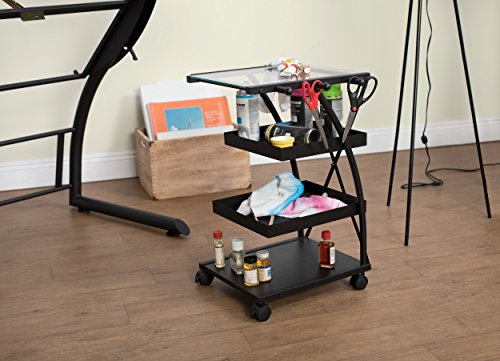 SD Studio Designs Modern Triflex Mobile Art Storage Taboret Charcoal/Clear Glass 18.5" W