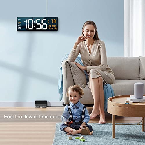 16.2 Inch Large LED Digital Wall Clock with Remote and Temperature Display