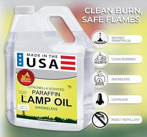 Citronella Paraffin Lamp Oil 1 Gallon - Smokeless Mosquito Repellent Fuel