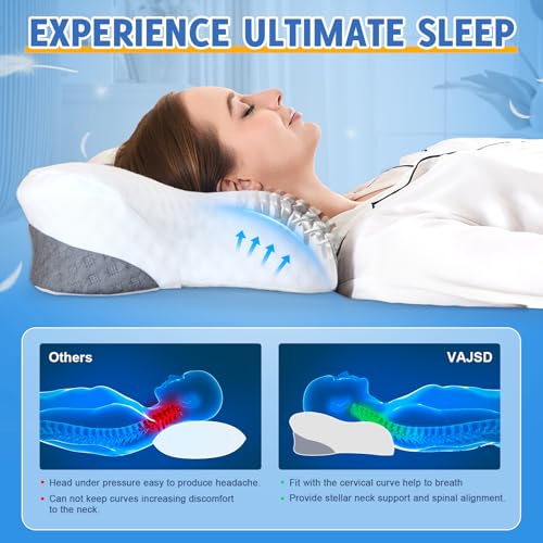 Ergonomic Memory Foam Neck Pillow for Pain Relief - Adjustable & Cooling