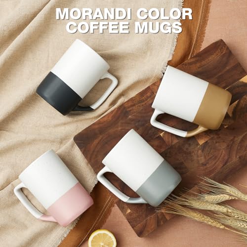 Large Ceramic Coffee Mug Set of 4 - 16oz Tea & Latte Cups with Handle