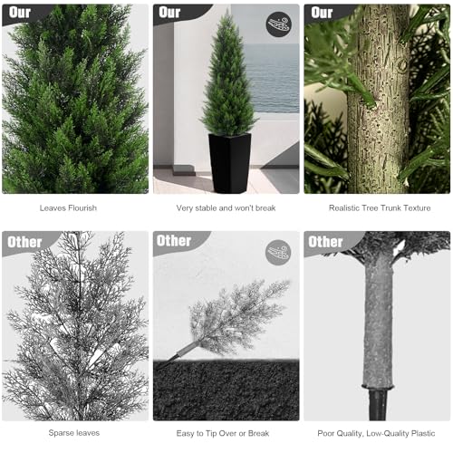 5FT Artificial Cedar Topiary Trees - 2 Pack UV-Resistant Faux Cypress Plants