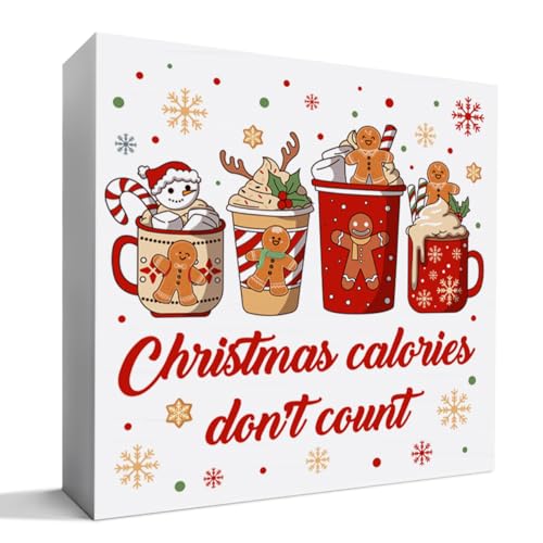Christmas Wooden Sign Decor - Holiday Gingerbread Bakery Theme, 5x5 Inches