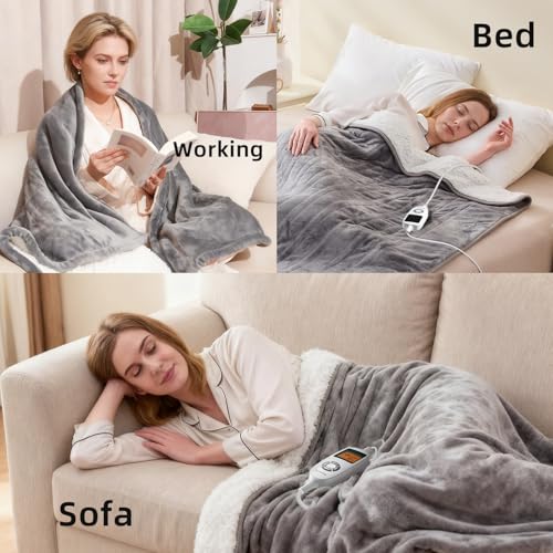 Electric Heated Throw Blanket, 50x60 Inches, 10 Heat Settings & Auto-Off