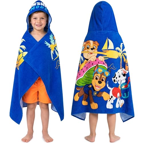 Paw Patrol Kids Hooded Beach Towel - Soft Cotton Bath Poncho Wrap (49"x30")