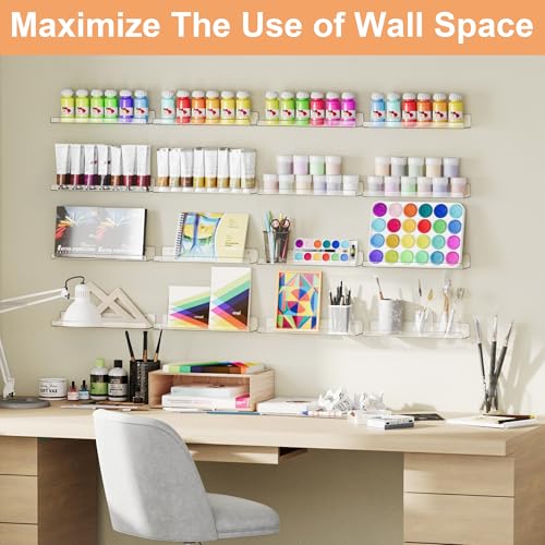Clear Acrylic Floating Wall Shelves 15 Inch 16 Pack Storage Organizer